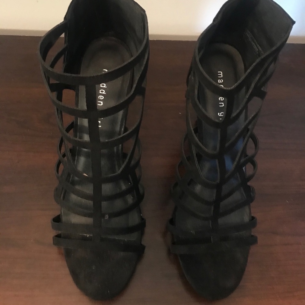 Black strap stiletto heels